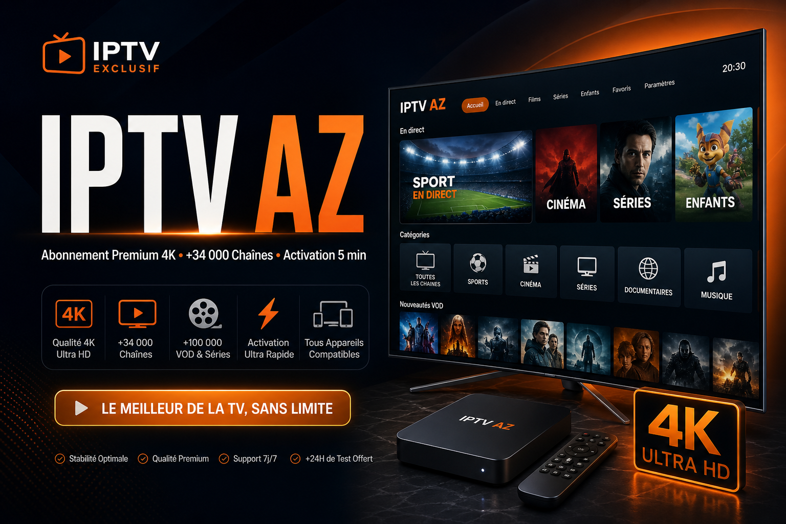 IPTV AZ abonnement 4K - iptv az premium IPTV Exclusif