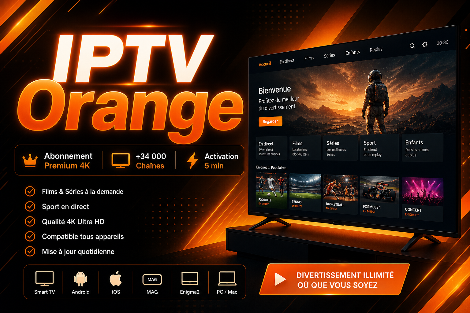 IPTV Orange abonnement 4K - iptv orange premium IPTV Exclusif