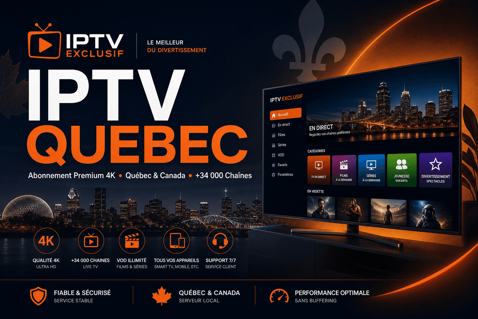 IPTV Quebec abonnement 4K - iptv quebec premium IPTV Exclusif