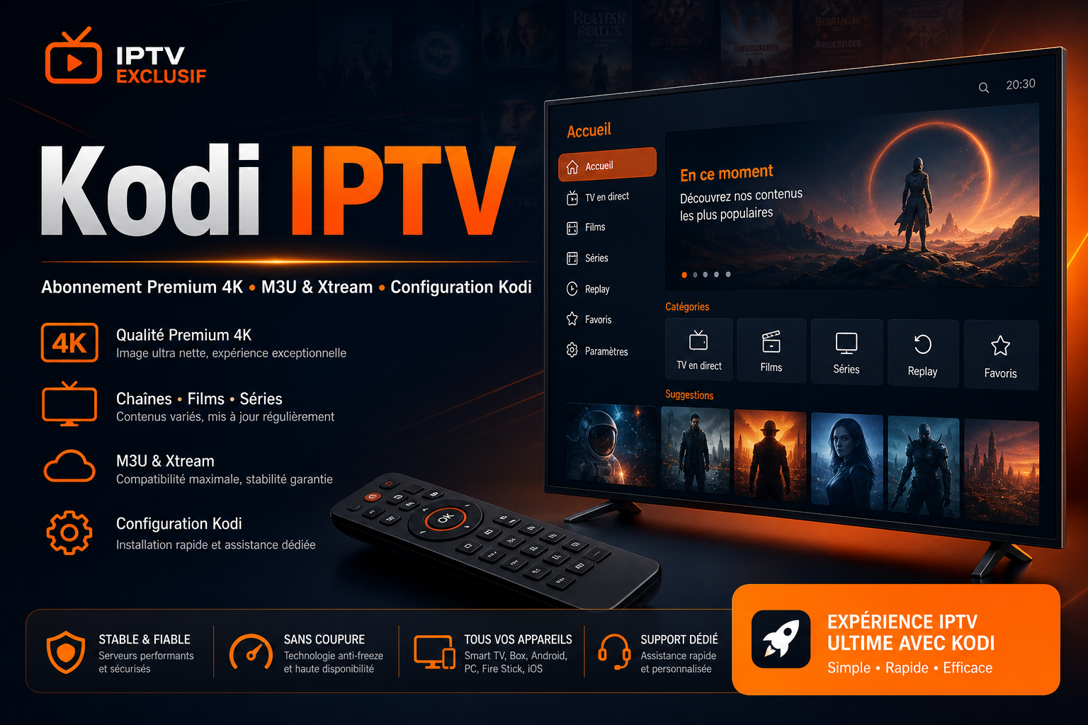 Kodi IPTV abonnement 4K - kodi iptv premium IPTV Exclusif