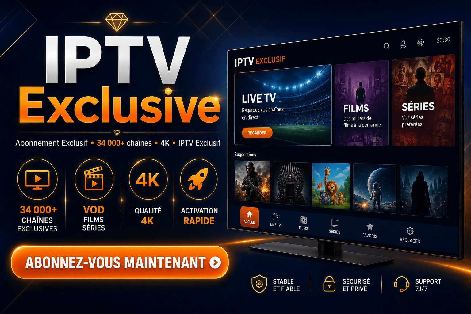 IPTV Exclusive abonnement premium 4K - IPTV Exclusif