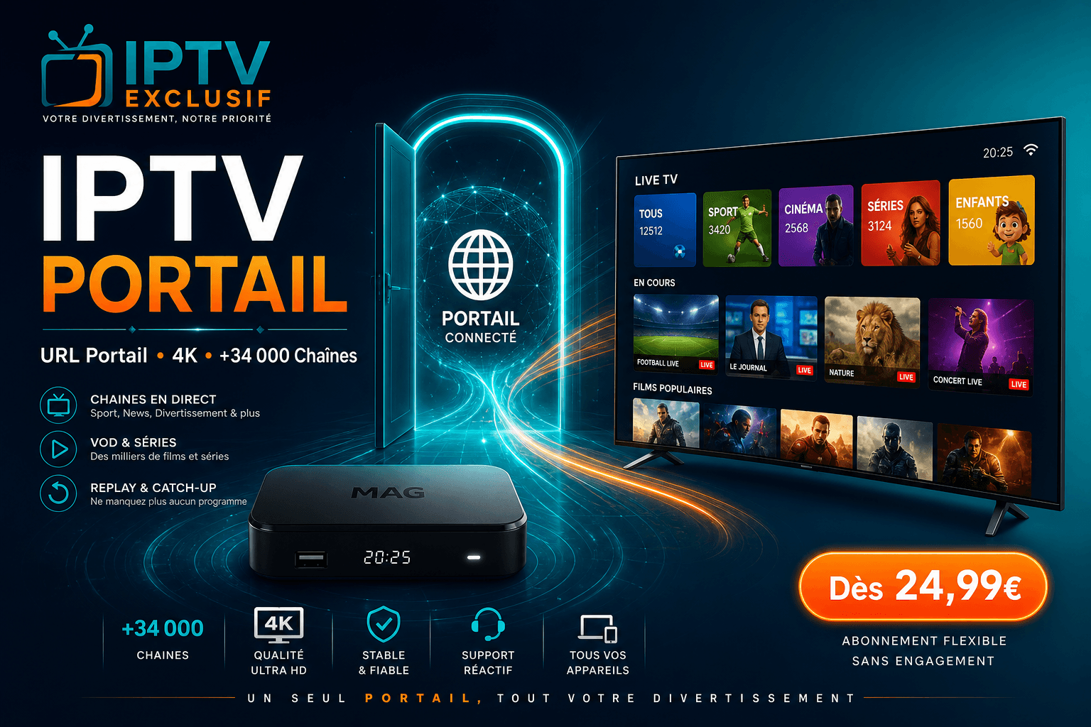 IPTV Portail abonnement 4K - iptv portail premium IPTV Exclusif