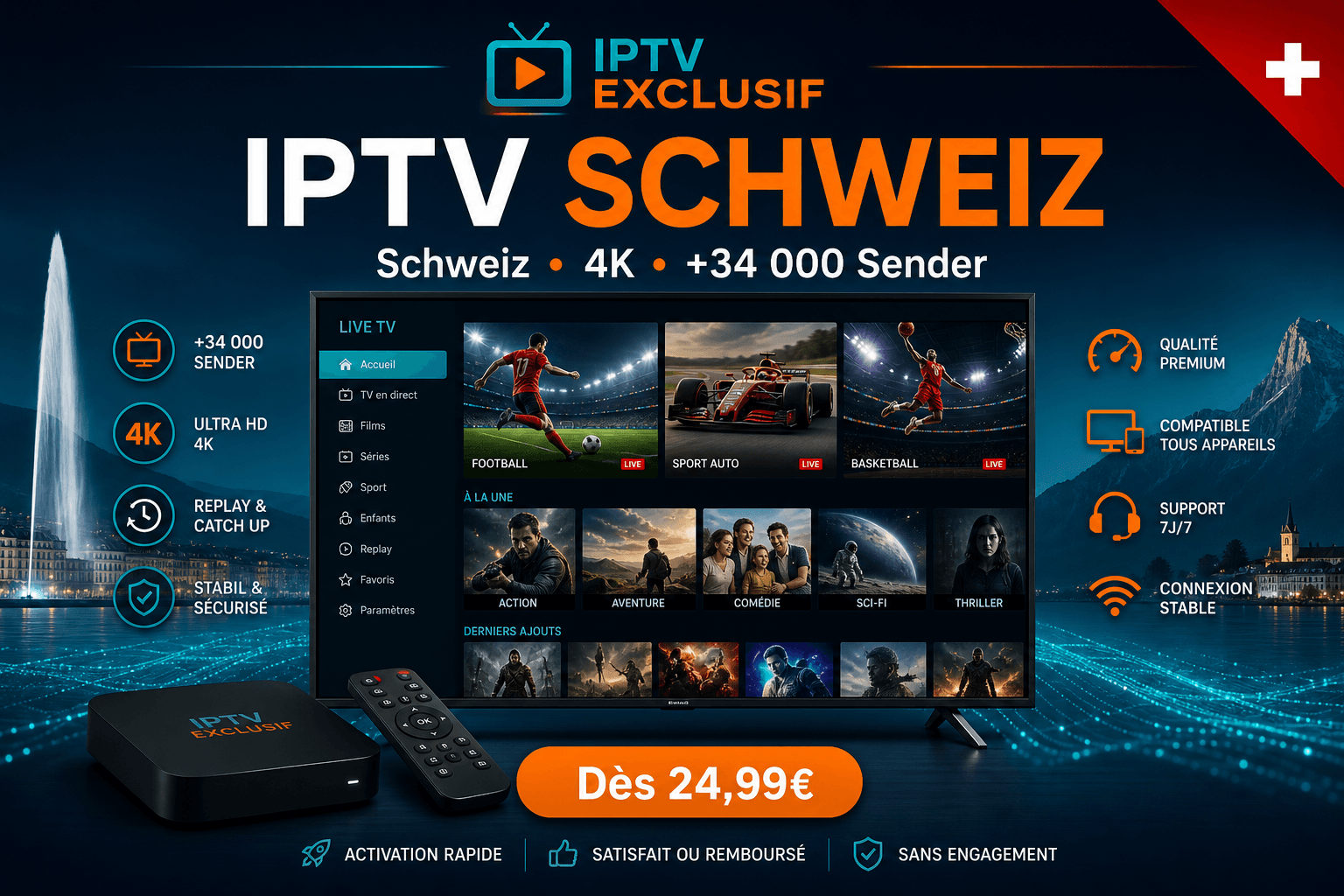 IPTV Schweiz abonnement 4K - iptv schweiz premium IPTV Exclusif