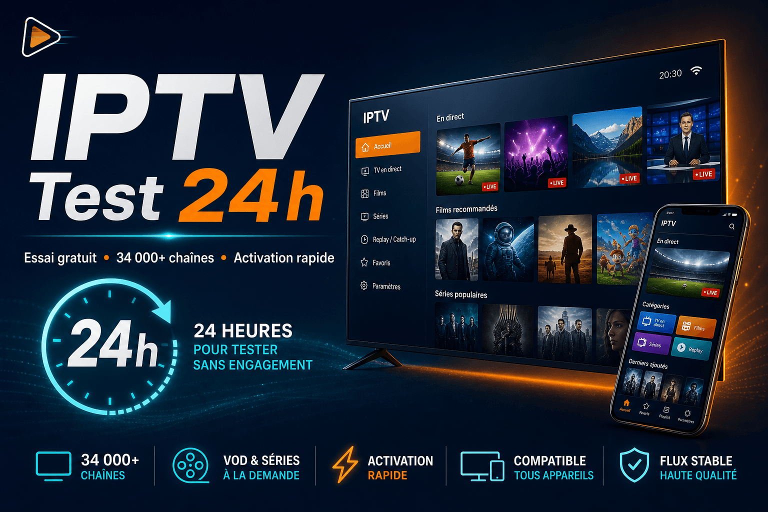 IPTV test 24h gratuit - essai IPTV 24 heures IPTV Exclusif