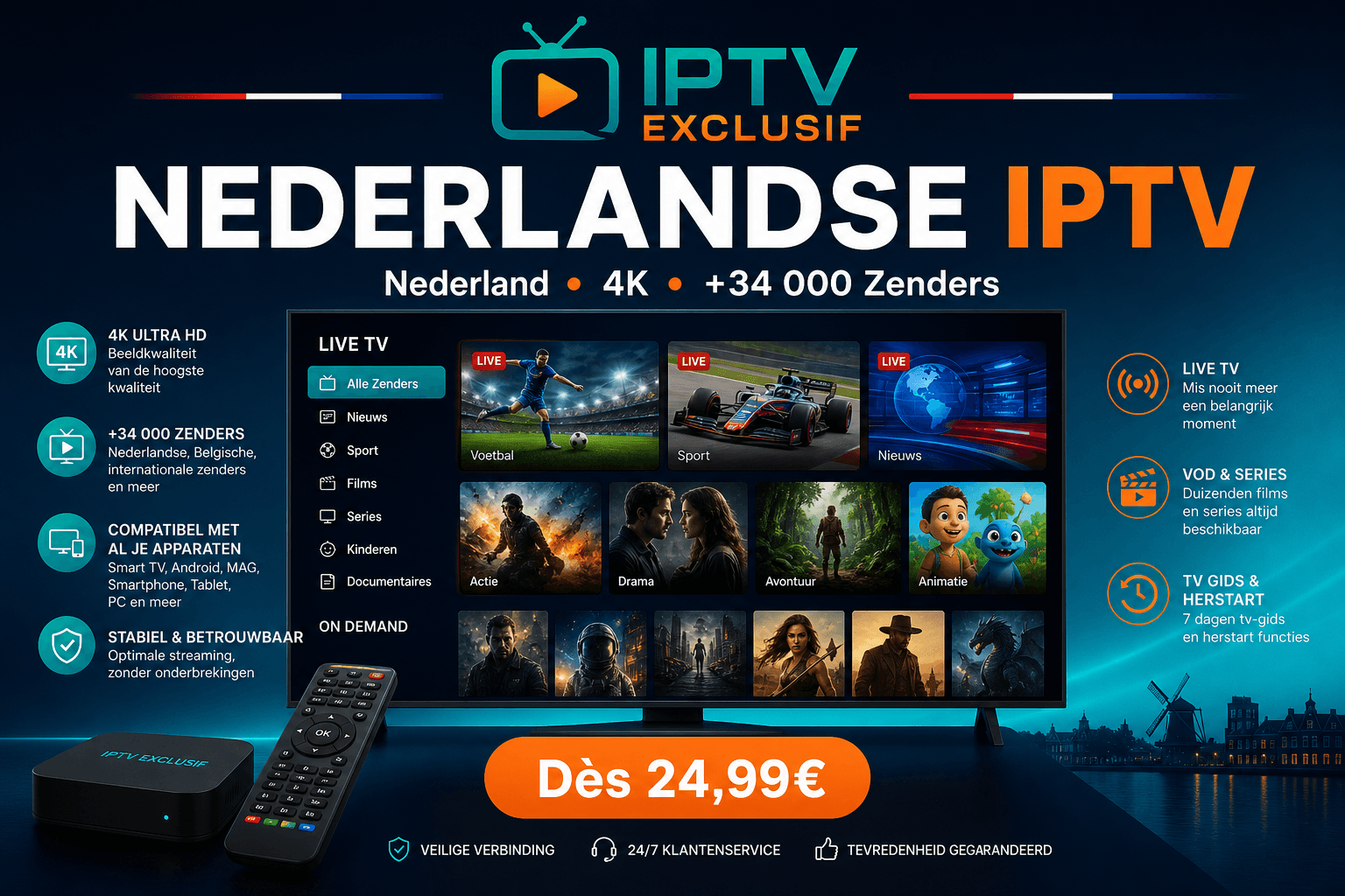 Nederlandse IPTV abonnement 4K - nederlandse iptv premium IPTV Exclusif